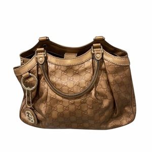 Gucci Metallic Brown Guccissima Leather Sukey Tote